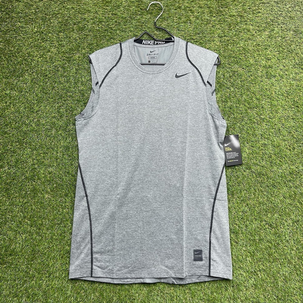 Nike Pro Training Tank Top Mens Medium Dri-Fit Sleeveless Slim Fit Gray 838087